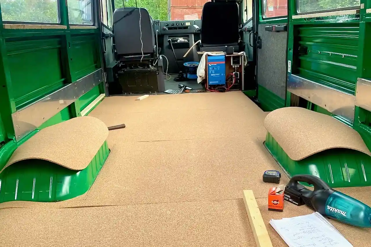 Cork Insulation in van build