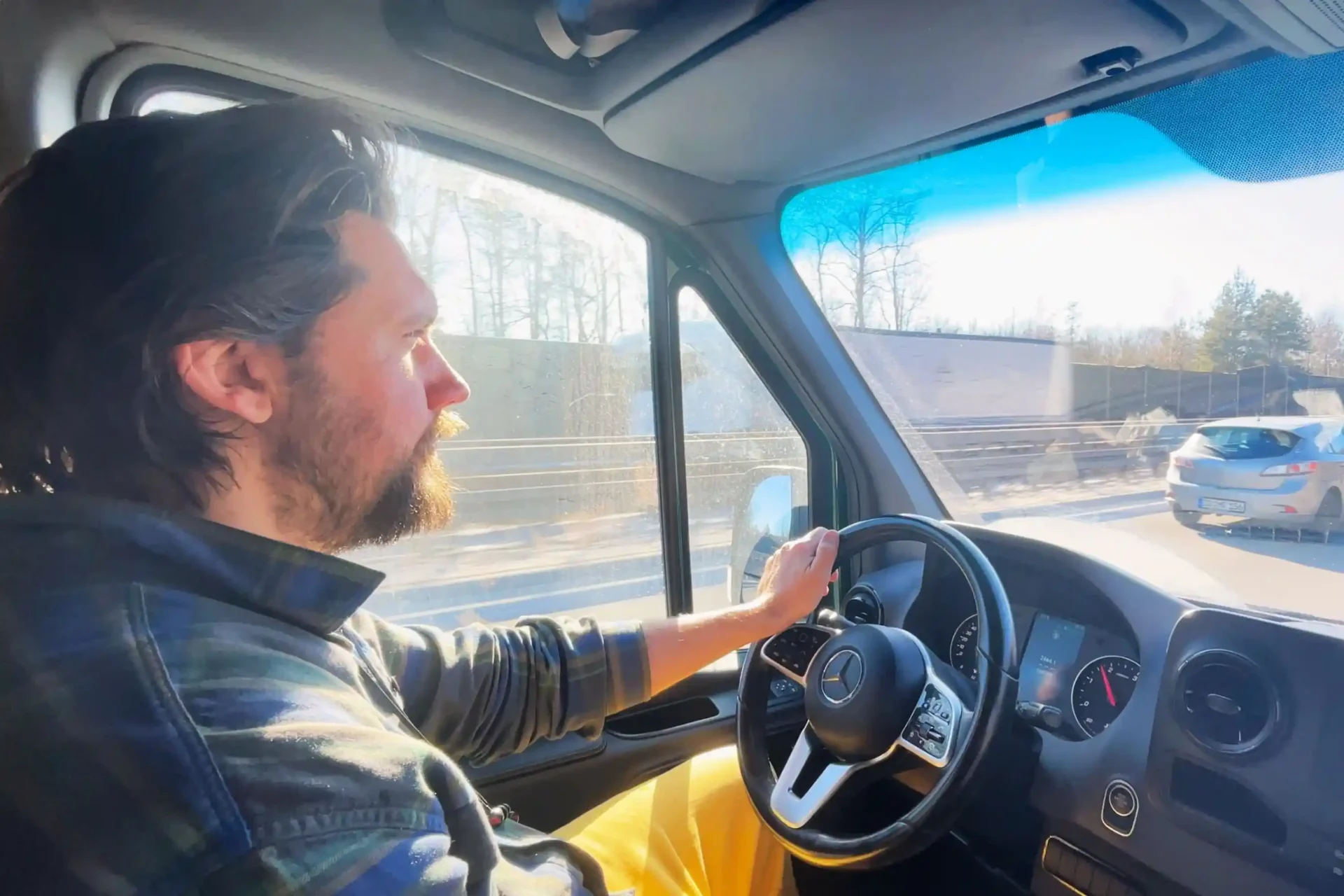 Driving Sprinter van