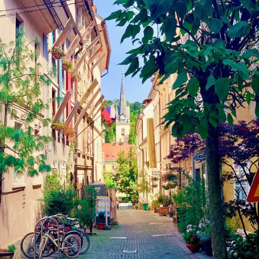 Small street in Ljubljana Slovenia